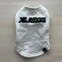 xlarge エクストララージ　ホワイト フリース犬服 長袖 ロゴ入り　sのサムネイル