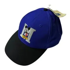 ミッキーマウス ベースボールキャップ 青 黒 刺繍 スナップバック ディズニー