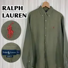 ☆入手困難☆ラルフローレン 刺繍ポニー シルク混 リネン BDシャツ カーキ L