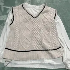 INGNI ケーブルニットベストと長袖Tシャツのセット