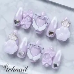 143オーダーネイルチップ　量産型　メンカラ　推し　パープル　ゴテゴテ　地雷系