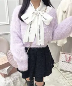 apres jour ショートジャギーニット(ラベンダー)