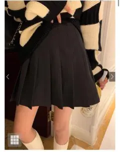 インパン裏地付きプリーツミニスカート　ac2220 L ブラック　GRL