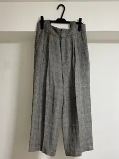 BABYLONE リネンシルク チェックサロペットパンツ 2WAY グレーのサムネイル