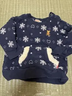 ミキハウス　雪の結晶 柄トレーナー　ネイビー　80