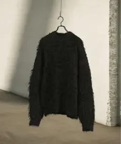 チャコール ウールMIXボリュームシャギーウォッシャブルニット