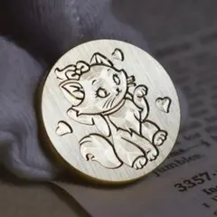 25mmシーリングワックススタンプ　真鍮ヘッド　可愛いネコ　動物スタンプ