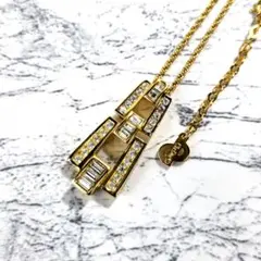 美品✨️クリスチャンディオール スクエア ラインストーン ネックレス ゴールド