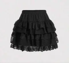 【新品未使用】SHEIN MODフレアフリルスカート 黒 Lサイズ