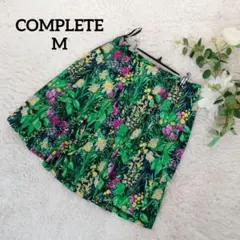 コンプリート ひざ丈フレアスカート(M)コットン 花柄 サイドジップ フェミニン