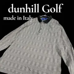 ジャンク！【dunhill Golf 】イタリア製グレンチェック柄 長袖ポロのサムネイル