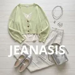 【極美品】JEANASIS ジーナシス ラメクロップドカーディガン F グリーン