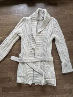 ZARA KNIT アイボリー ケーブルニットカーディガン