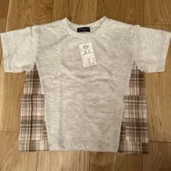 COMME CA ISM グレー チェック柄 Tシャツ 110cm