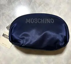 MOSCHINO ポーチ ネイビー ラインストーン