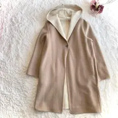 ユニクロ　フーデットコート　ベージュ　M