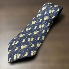 HERMES PARIS エルメス　ネクタイ　コアラ　ネイビー　シルク　アニマル