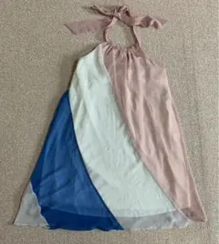 ハワイ土産　ストライプ柄　水着にカットソー キャミソールワンピース　ピンク青