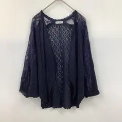 axes femme アクシーズファム ネイビー レースカーディガン 羽織り