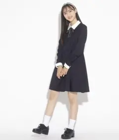 ピンクラテ　卒服　襟付きワンピース　ネイビー　150