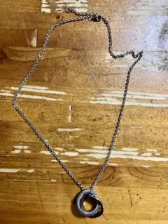 メンズ&レディース　シルバー 二重リング ネックレス