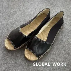 GLOBAL WORK エスパドリーユ サンダル オープントゥ ブラックのサムネイル