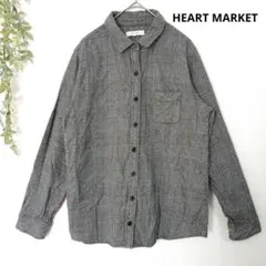 ハートマーケット グレンチェック柄 長袖 シャツ ボタン カジュアル シンプル