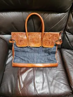 【未使用品】goa カービングデニムバッグ(大)