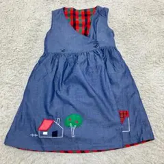 【超美品】familiar ファミリア リバーシブル ワンピースチェック 120