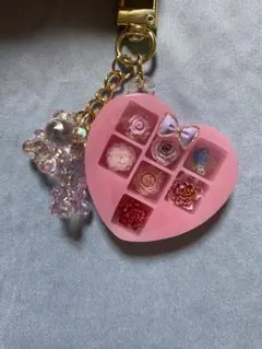 レジン　キーホルダー　チャーム　お花詰め合わせ　ハート