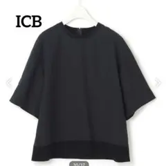ICB FluidBackSatin Tブラウス 42 接触冷感 洗える 黒のサムネイル