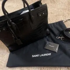 SAINT LAURENT Crocodile Print Medium Bag