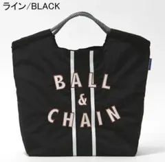 正規品 ボールアンドチェーン Mサイズ ブラック エコバッグ 刺繍 ロゴバッグ