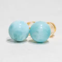 K18】癒やしの海 ラリマー 7.3mm 一粒ピアス au750刻印 1331 - メルカリ
