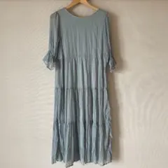 ワッシャープリーツティアードワンピース　ロングワンピース　アースミュージック