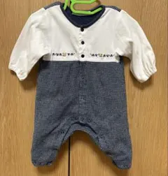 familiar ボタン付きロンパース 白・紺 60cm