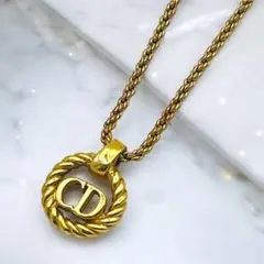 【美品】Dior ネックレス CDロゴ サークル ツイスト ゴールドヴィンテージ
