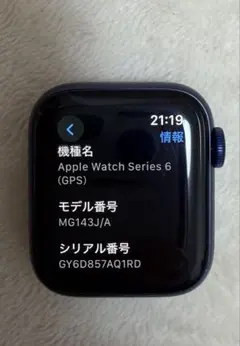 アップルウォッチシリーズ6 (GPS)ブルー
