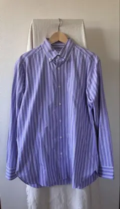 最高級 Brioni ボタンダウン ストライプ シャツ IV 紫 イタリア製のサムネイル