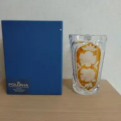 ガラス製装飾花瓶 青い箱付き　POLONIA ポロニアPOLONIA クリスタル ポロニアグラス 切子 ブルー