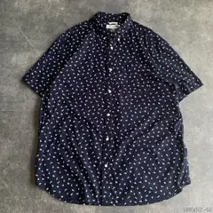 OLD NAVY 半袖総柄シャツ ネイビー系 BD ボタンダウンのサムネイル