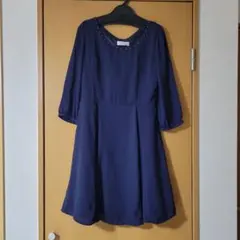 Rew de Rew ネイビー 七分袖バックリボンワンピース 38