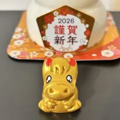 2026 カルディ　金の馬　マルシン食品鏡餅　マスコット　干支置き物