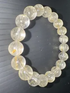 9ミリ　ゴールドルチル　パワーストーン　ブレスレット　男女兼用　透明感