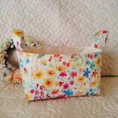 花柄布製オーバルバスケット☆タナローン