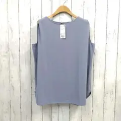 未使用 ユニクロ クレープジャージT ノースリーブ ブルー XL