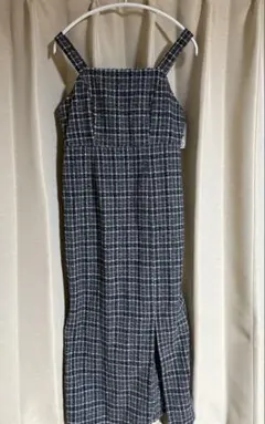【美品】ツイードスリット入りジャンパースカート
