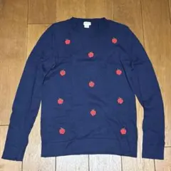 crewcuts ネイビー りんご刺繍 薄手ニット
