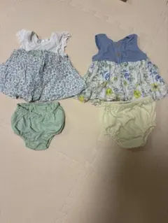 ワンピース2枚セット 70cm 花柄 デニム