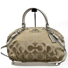 良品　COACH 2way ショルダーバッグ シグネチャー 17691　ベージュ
